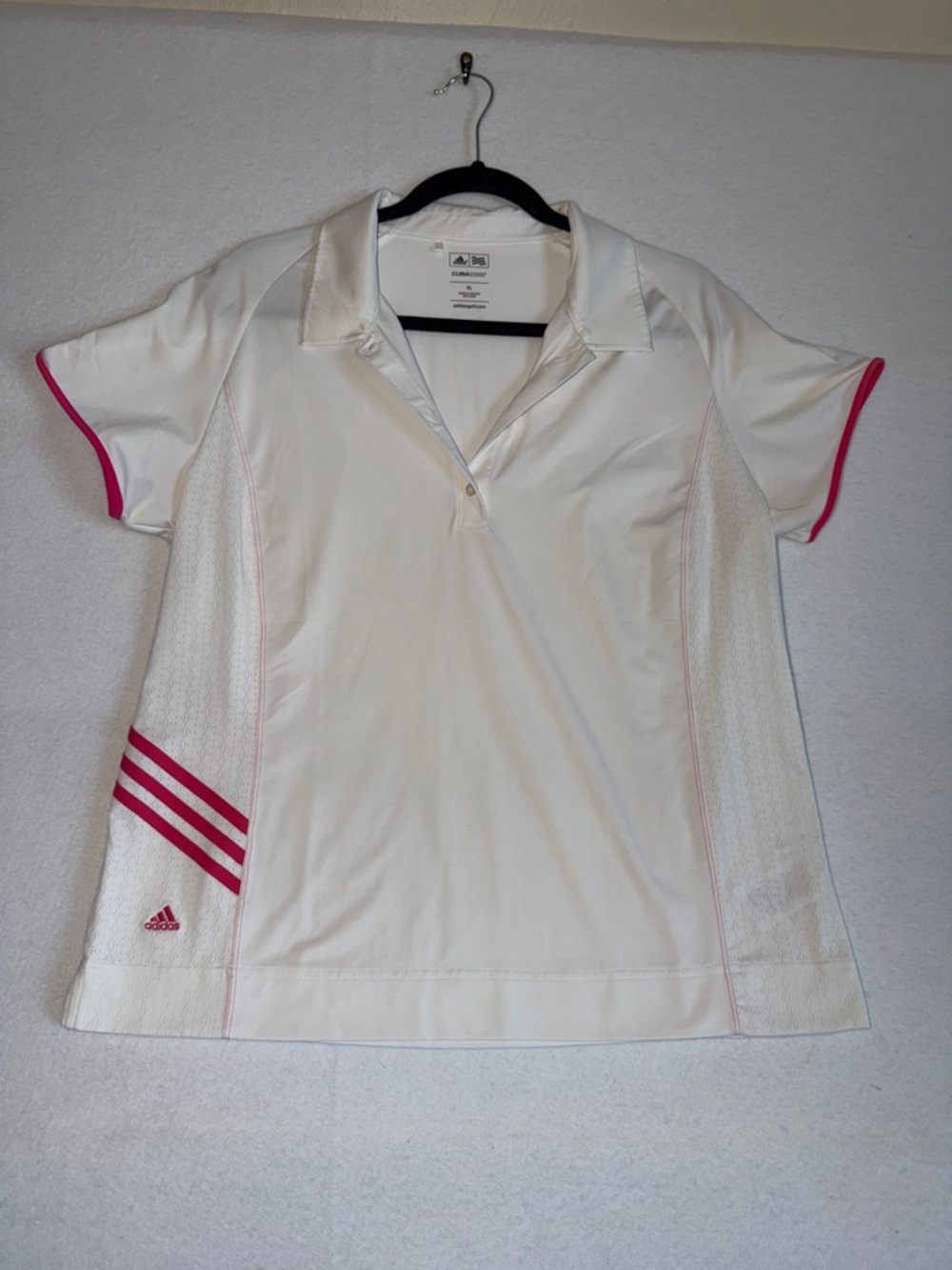 adidas climacool Golf Polo with Mesh sides Pink Trim